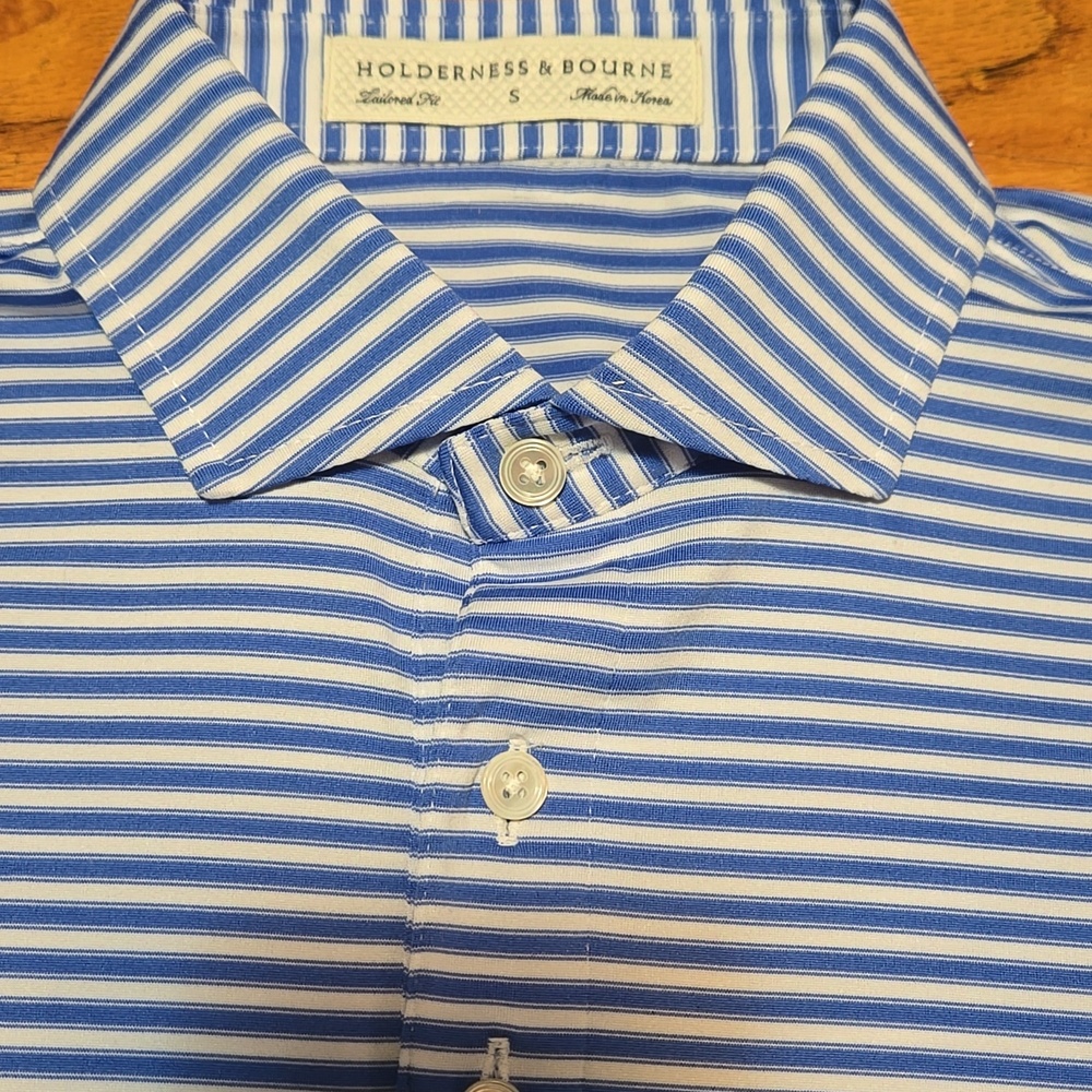 Holderness & Bourne Tailored Fit "The Barnes" Polo Fiji & White- Small - Picture 5 of 10